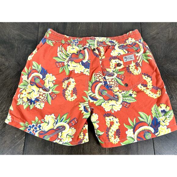 Polo Ralph Lauren Men's Swim Trunks L Red AOP Floral Tropical Drawstring Shorts - Picture 9 of 12
